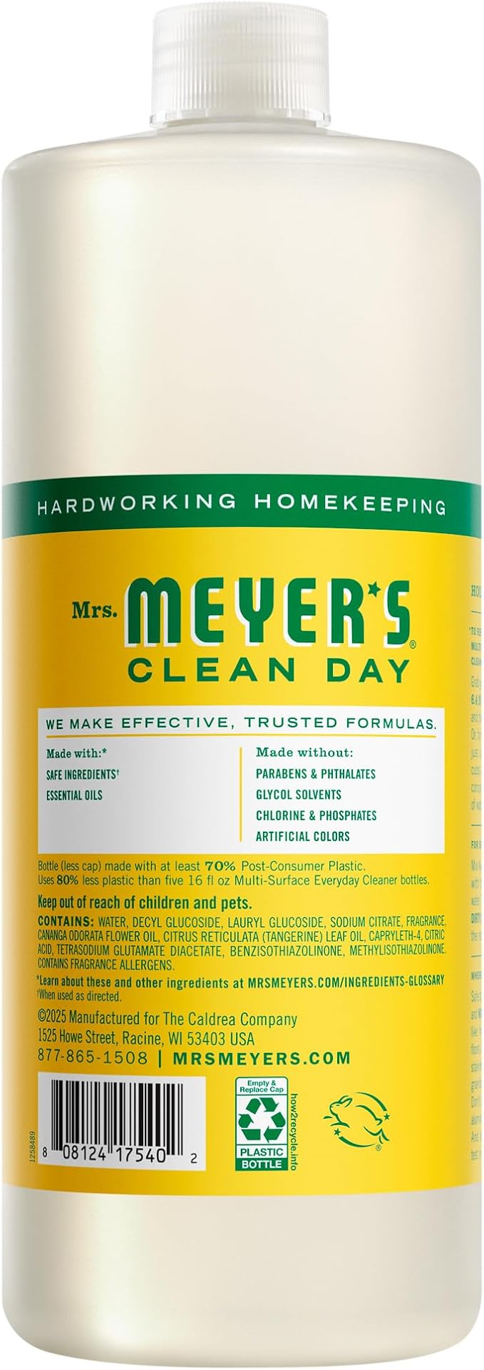 MRS. MEYER'S CLEAN DAY Multi-Surface Everyday Concentrate, Honeysuckle Scent, 32 Fl Oz Bottle - 2 Pack