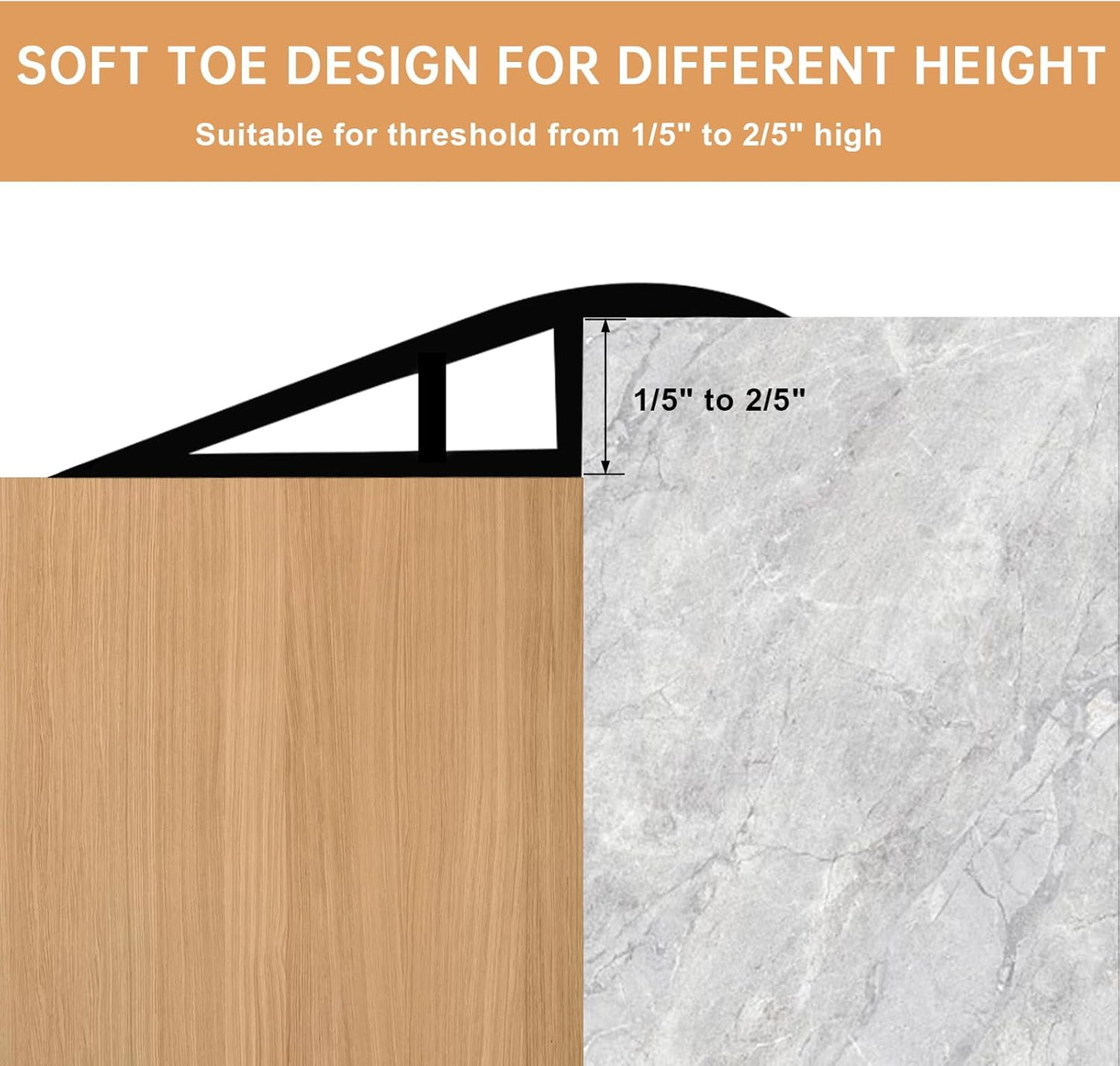Vinyl Door Threshold Flooring Transition Strip Self Adhesive Carpet Edging Strip for Laminate Doorway Edge Threshold from 1/5" to 2/5" (Smoked Brown Wood Grain, 3.3 Ft)