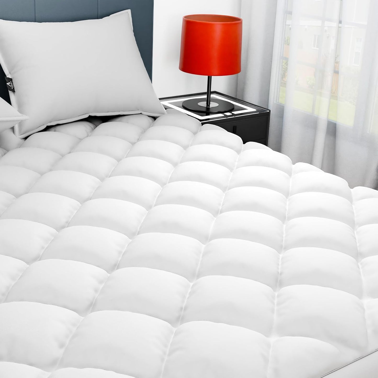 Sunflower Twin Mattress Pad, Hypoallergenic Cotton Mattress Cover College Dorm, 18-22" Extra Deep Pocket Quilted Protector, Breathable&Noiseless