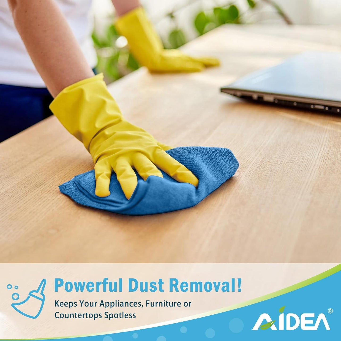 AIDEA Microfiber Cleaning Cloth, 8PK, All Purpose Microfiber Towels, Absorbent Cleaning Rags Kitchen Towels, Lint Free Dusting Cloth for House, Kitchen, Car, Window, 12"×12"