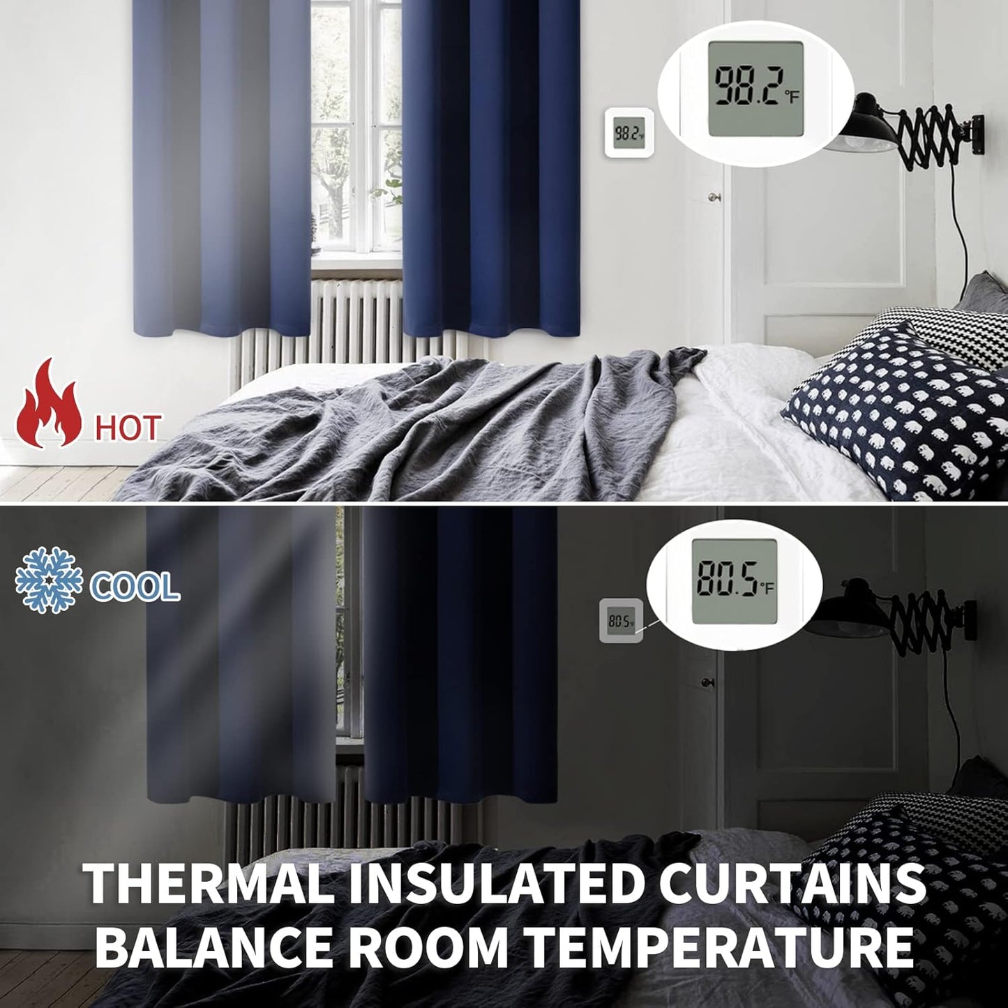BGment Rod Pocket Blackout Curtains for Bedroom 84 Inches Length - Thermal Insulated Room Darkening Curtain for Living Room, 42 x 84 Inch, 2 Panels, Navy Blue