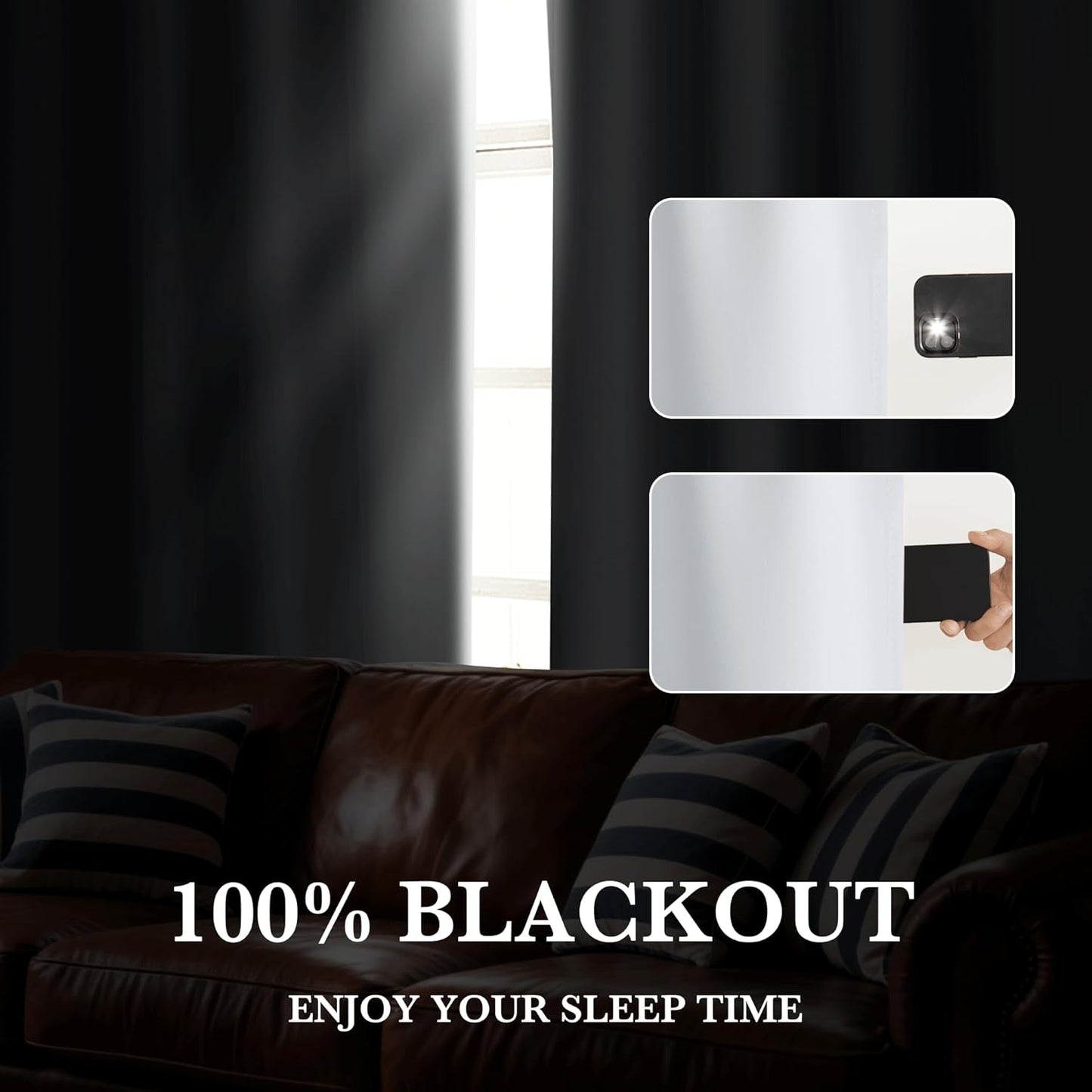 RYB HOME White Short Blackout for Small Window 45 inches Length, Thermal Insulated 100% Blackout Noise Reducing Window Shades for Bedroom Office, 42 inches Wide by 45 inches Long