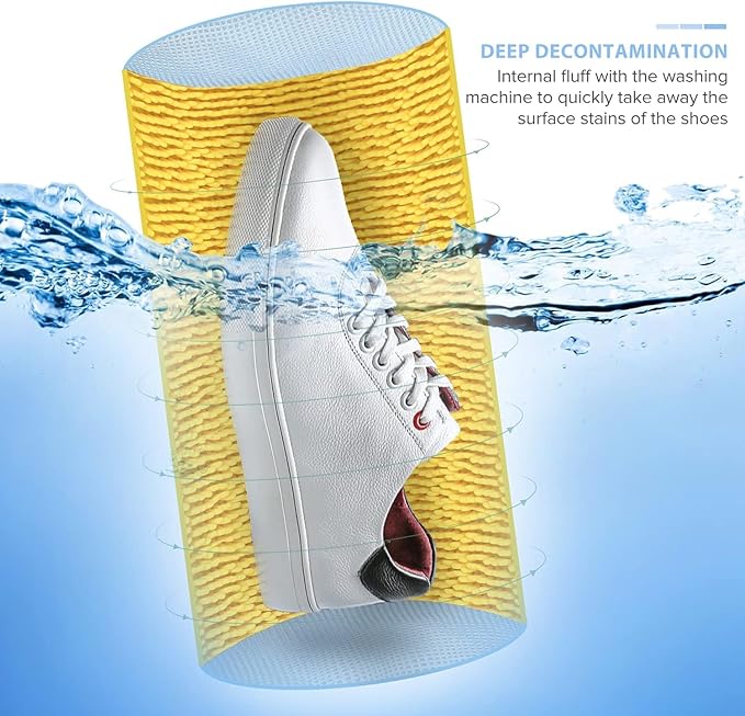 Shoe Washing Machine Bag 2PCS, Reusable Durable Zipper Laundry Bag Shoe Washing Bag for Washer and Dryer, Sneaker Tennis Cleaning Bags, Yellow