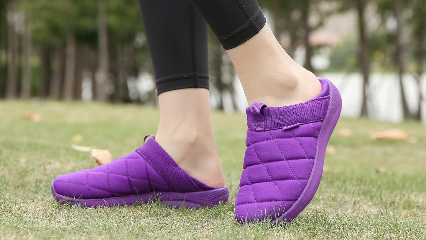 KUBUA Slippers for Men and Womens Indoor House Shoes Plush Slip on Outdoor Garden Loafers