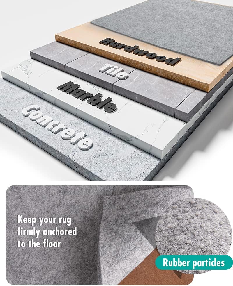 Non Slip Rug Pad Gripper - 5x7 Feet 1/4” Extra Thick Felt Under Rug for Area Rugs and Hardwood Floors,Super Cushioned Non Skid Carpet Padding