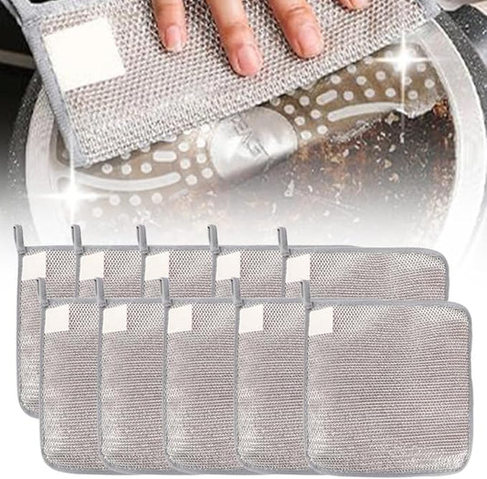 2025 New Multipurpose Wire Dishwashing Rags for Wet and Dry, Metal Scrubbing Pads Sponge Cloths Towels Clean, Non-Scratch Wire Dishcloth for Home Kitchen Dishes, Sinks (10 Pcs)