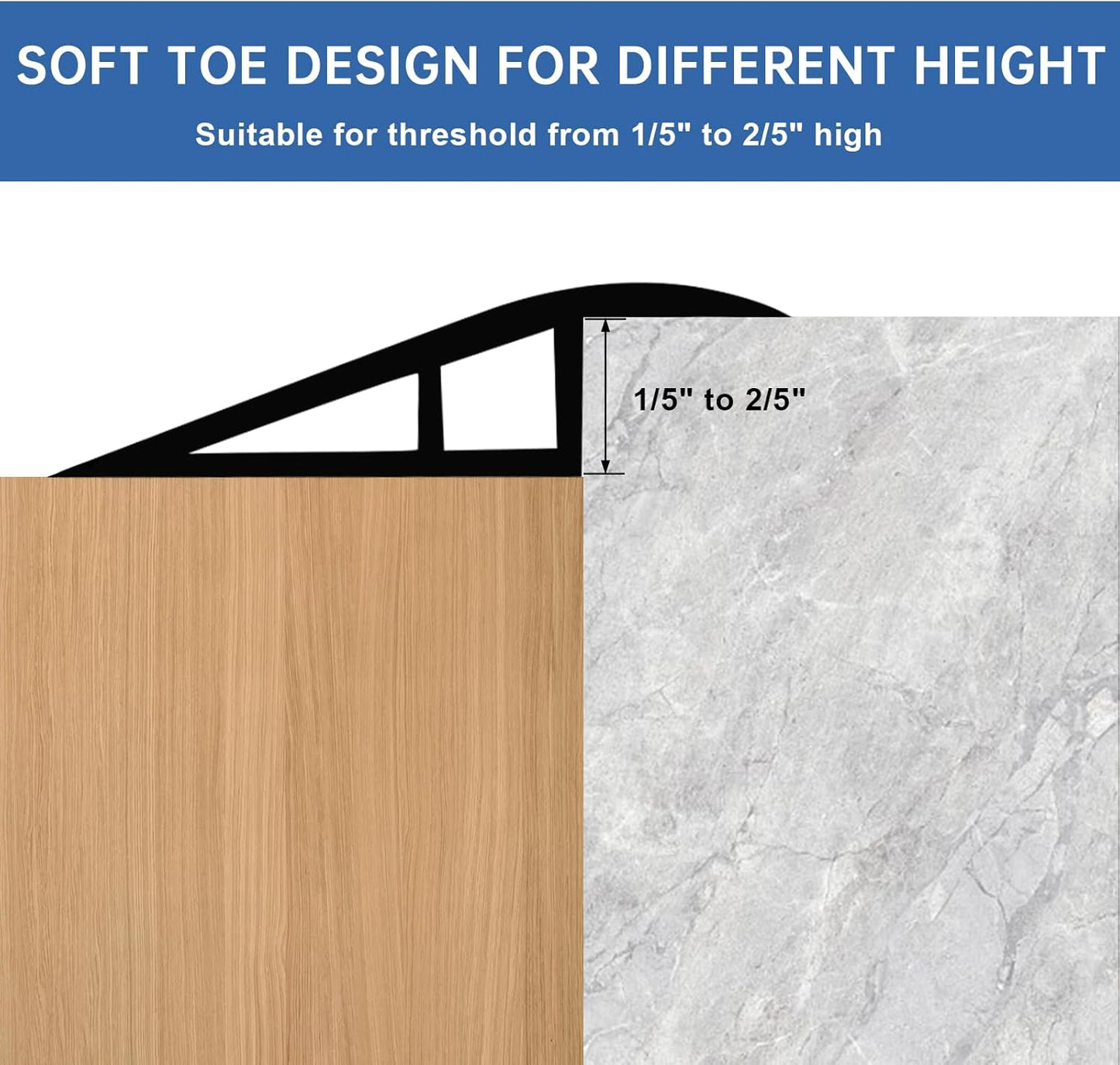 Vinyl Door Threshold Flooring Transition Strip Self Adhesive Carpet Edging Strip for Laminate Doorway Edge Threshold from 1/5" to 2/5" (Coffee, 6.6 Ft)