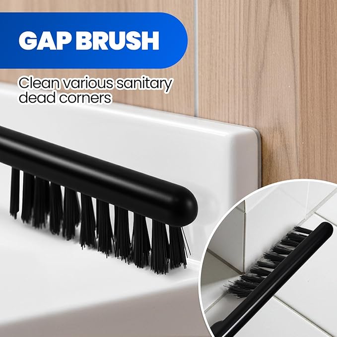4-Piece Toilet Brush and Plunger Set, Extended Handle Plunger,Toilet Bowl Brush Plunger Set,Bathroom Cleaning Tools,Cleaning Brush,Cleaning Supplies,Toilet Brush Plunger Combo,Black（20inch）
