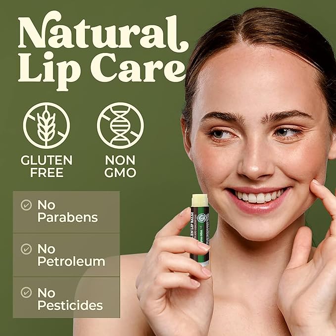 Earth's Daughter SPF Lip Balm Eucalyptus Mint 4-Pack - Lip Sunscreen, SPF 15, Organic Ingredients, Beeswax, Coconut Oil, Vitamin E - Hypoallergenic, Gluten Free