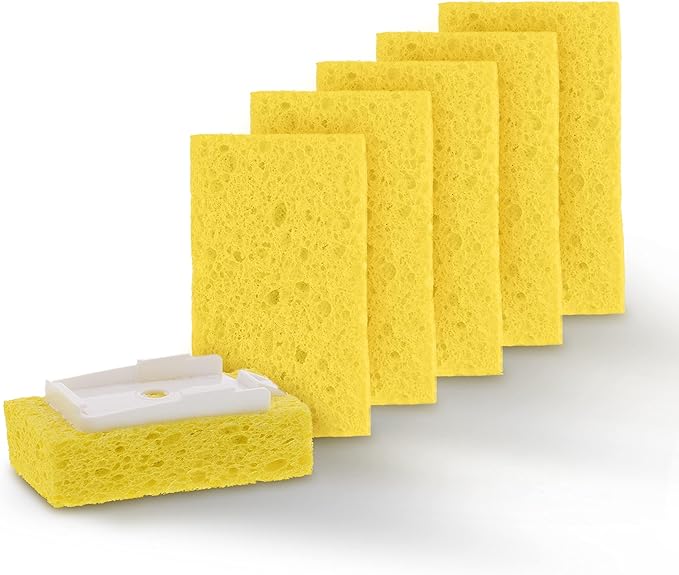 Arrow Home Products Dish Wand Sponge Refills, 3 Pack of 2 Snap on Replacement Sponges - BPA-Free Sponge Replacement Head, 6 Pieces Total