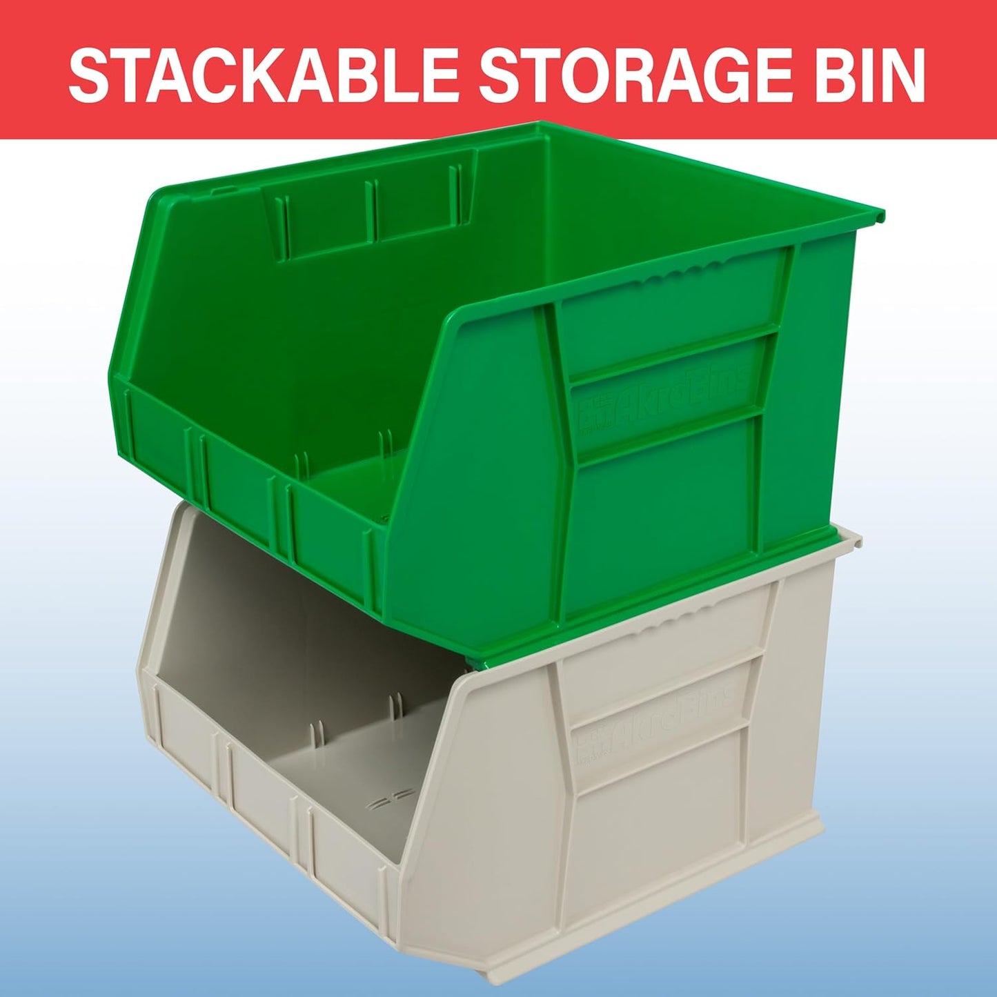 Akro-Mils 30270 AkroBins Plastic Storage Bins, Space-Saving Stackable Bins for Garage, Pantry, Craft Organization, 18-Inch x 16-Inch x 11-Inch, Yellow, 3-Pack