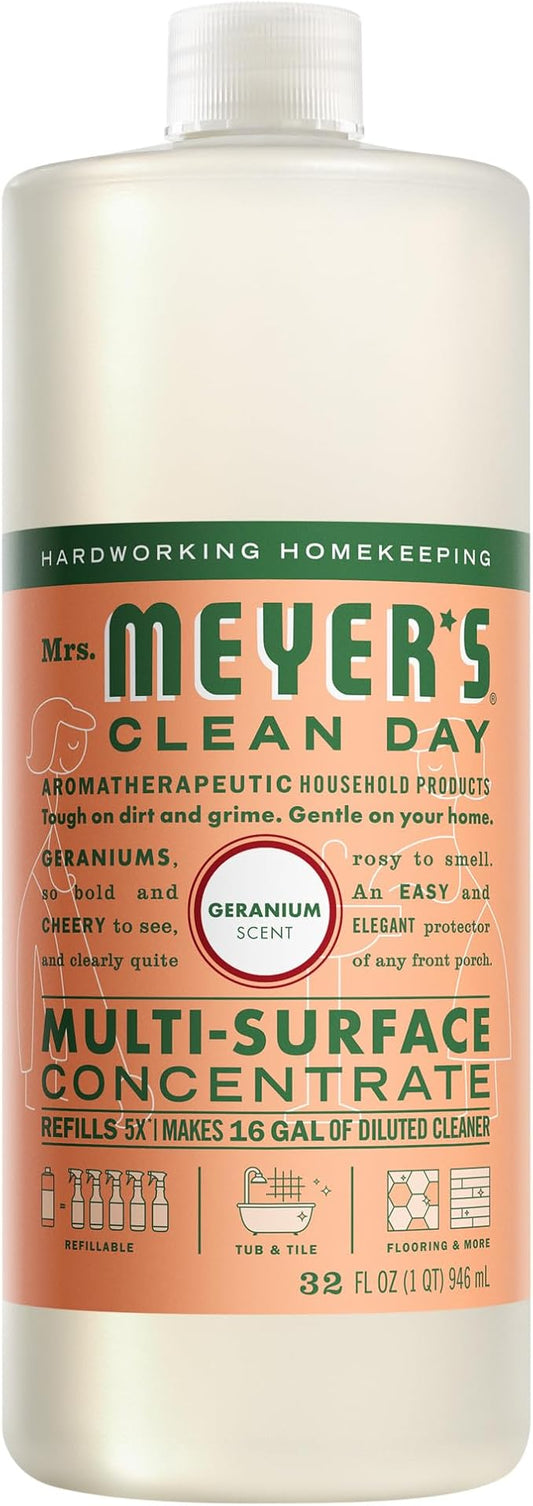 MRS. MEYER'S CLEAN DAY Multi-Surface Everyday Concentrate, Geranium Scent, 32 Fl Oz Bottle