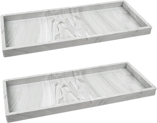 Countertop and Vanity Tray - 2 PC Large 11.7" Silicone Bathroom Trays, Counter Organizer, Dish Soap Sponge Holder Kitchen Sink Tray Organizer, Sink Caddy Toothbrush Key Kitchen Soap Trays