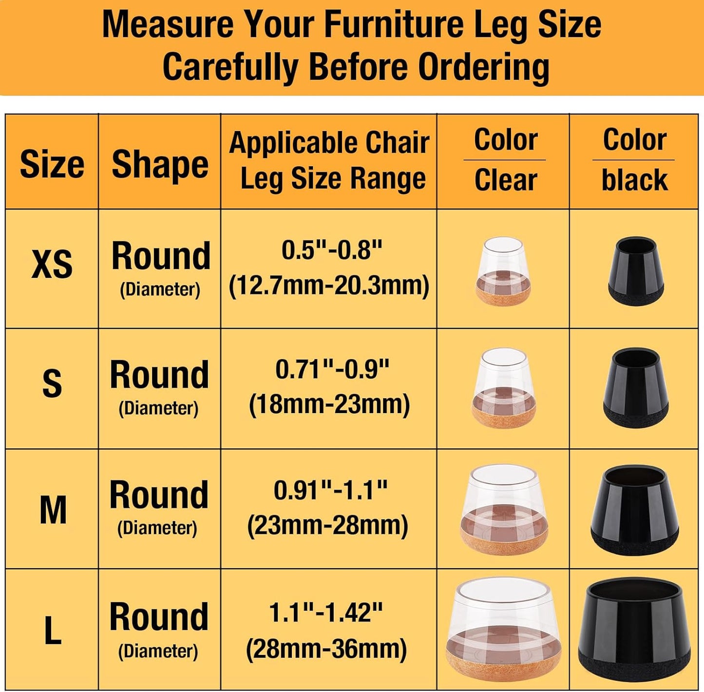 32 Pcs New Extra Small Chair Leg Protectors for Hardwood Floors, Silicone Chair Leg Floor Protectors, Chair Leg Caps Covers Protect Wooden Floors from Scratching, Thick, Won't Tear