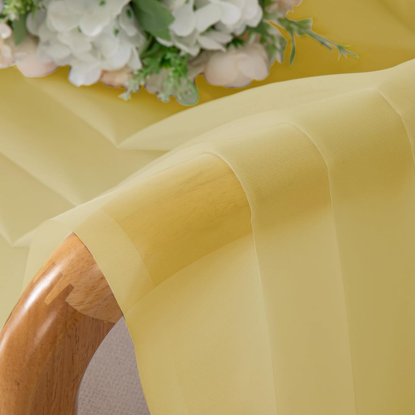 Chyhomenyc Yellow Sheer Curtains 63 Inch Length 2 Panels, Light Filtering Airy Rod Pocket Window Curtain Treatment Drapes for Bedroom Living, Each 42Wx63L Inches