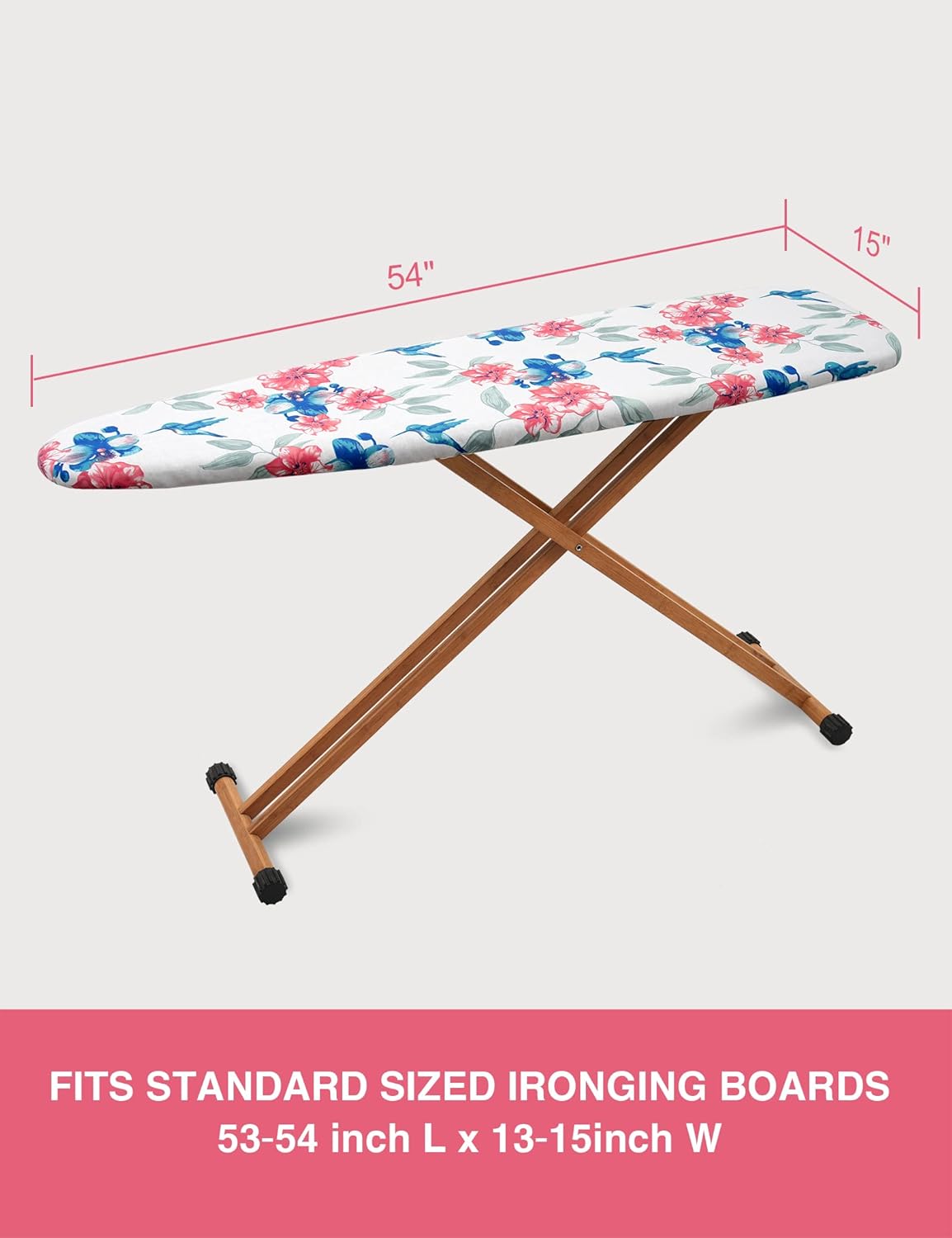 Extra Thick Ironing Board Cover and Pad, Resist Scorching and Staining, 15x54 Reflective Silicone Ironing Board Cover, Elastic Edges, 4 Fasteners, Large Protective Scorch Mesh Cloth