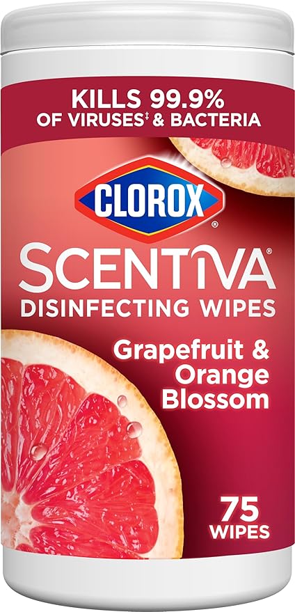 Clorox Scentiva Disinfecting Wipes, Grapefruit and Orange Blossom, 75 Count Each (Pack May vary)