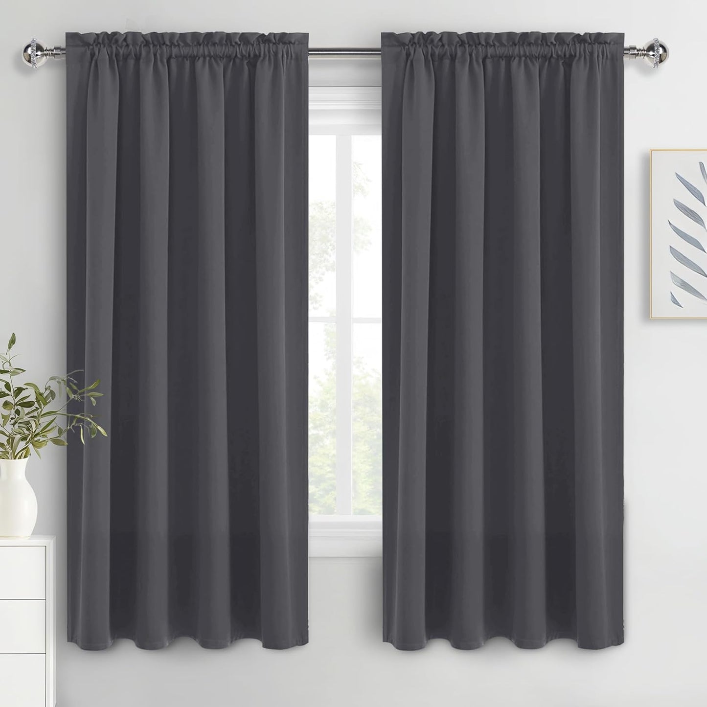 DWCN Blackout Curtains for Bedroom 72 Inch Length 2 Panels Set, Solid Thermal Insulated Energy Saving Rod Pocket Window Treatment Curtains Blackout Drapes (W42 x L72 Inch, Dark Grey)