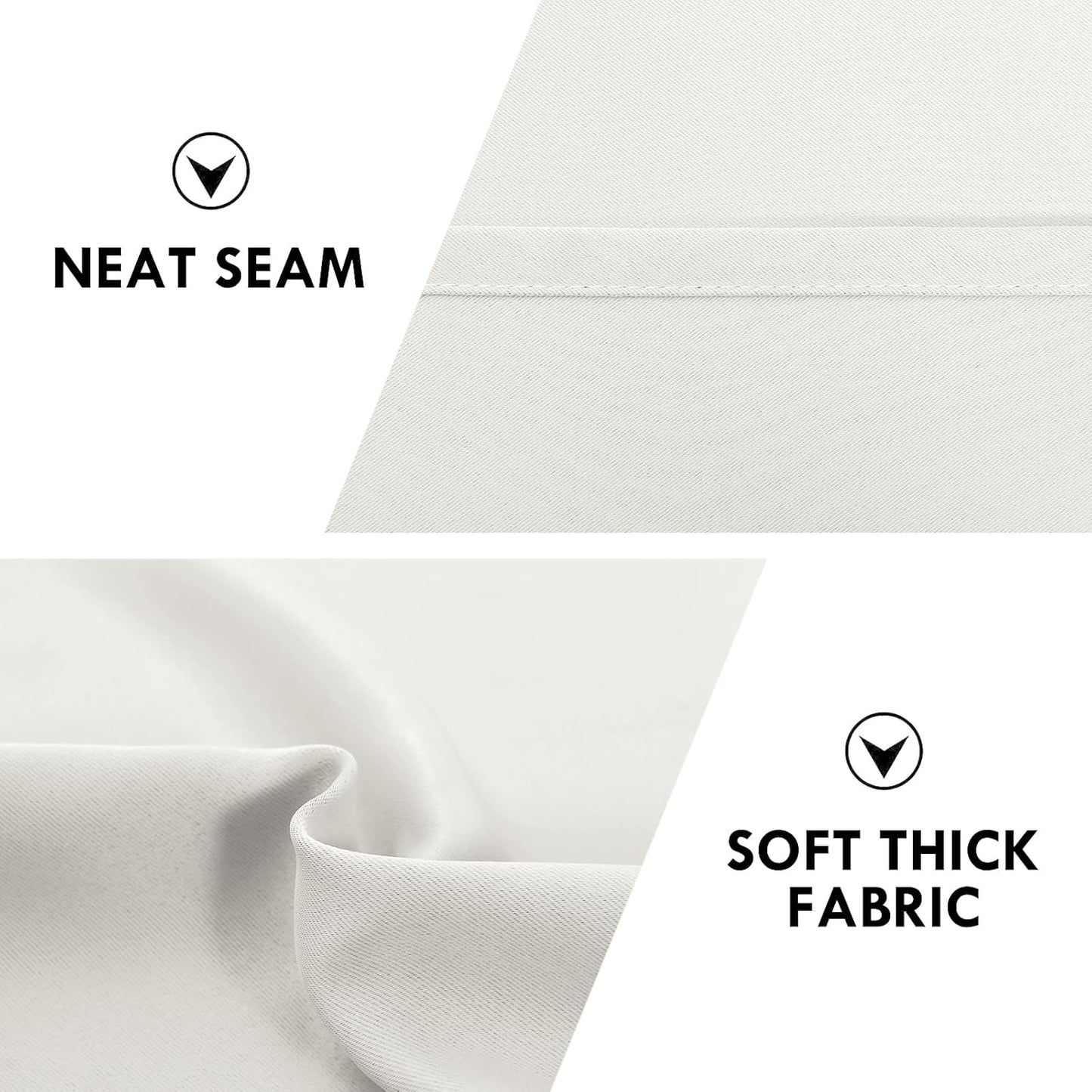 DWCN Short Ivory Blackout Curtains for Small Window, Thermal Insulated Energy Saving Room Darkening Curtains for Kitchen/Bedroom (W60 x L36 inch, Set of 2 Panels, Top of Rod Pocket)