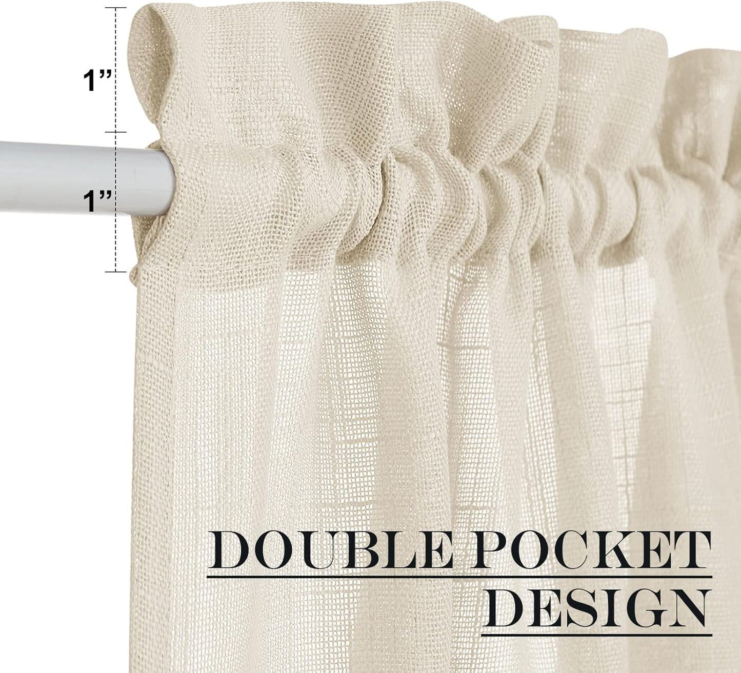 NICETOWN Sheer Door Curtain for Window, Farmhouse French Door Curtain for Front Back Kitchen, Light Flitering Sidelight Curtains Blind for Small Window, 1 Panel, 26" W x 50" L, Beige