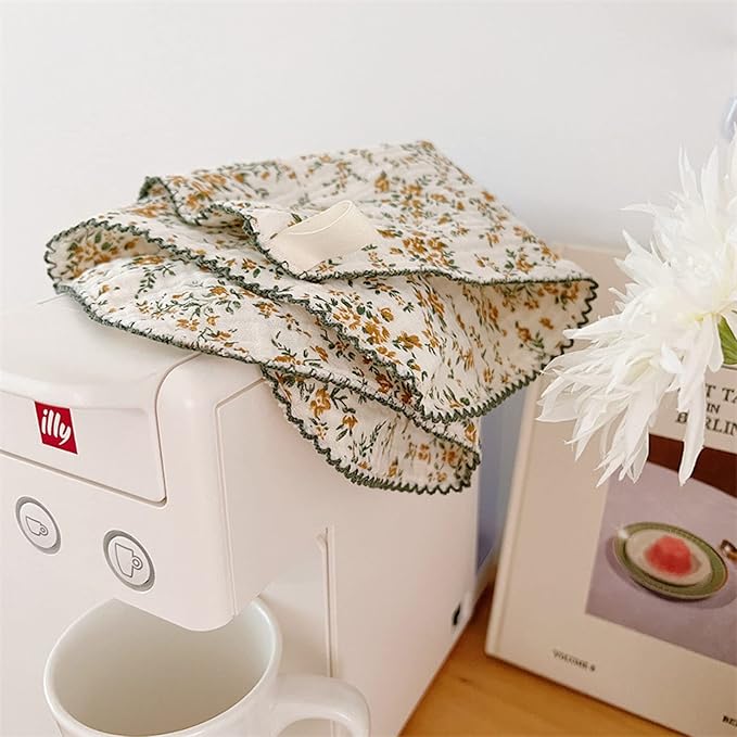 BuLuTu Softer Highly Absorbent Cleaning Cloths Oil Washable Reusable Cleaning Window Gifts,100% Cotton Cleaning Rags with Fresh Floral Pattern for Home and Kitchen Bar Mops Towels