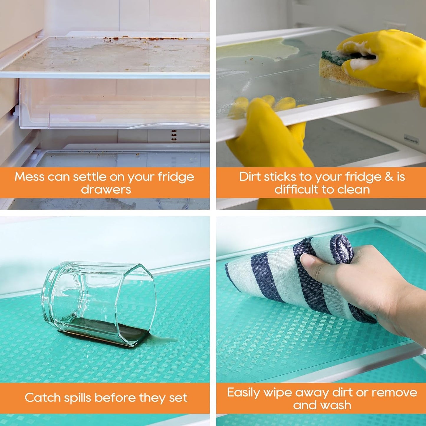 Blue Shelf Liners for Kitchen Cabinets Refrigerator Liners Waterproof & Oil-Proof Kitchen Cupboard Liner Drawer Mats EVA Material Non Adhesive Fridge Liner for Shelves 17.5 x 157.4 Inches