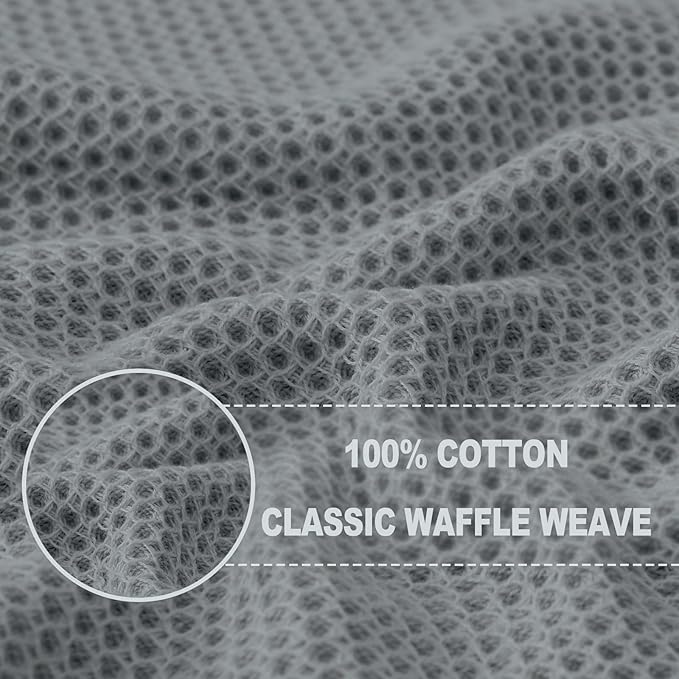 Homaxy 100% Cotton Waffle Weave Kitchen Dish Cloths, 4-Pack Ultra Soft Absorbent Dish Towels, Quick Drying Dish Rags, 12 x 12 Inches, Grey