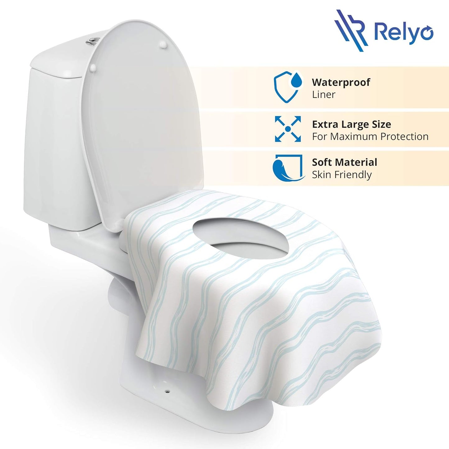 Toilet Seat Covers Disposable - 20 Pack - Waterproof, Ideal for Kids and Adults – Extra Large, Individually Wrapped for Travel, Toddlers Potty Training in Public Restrooms (Waves, 20)