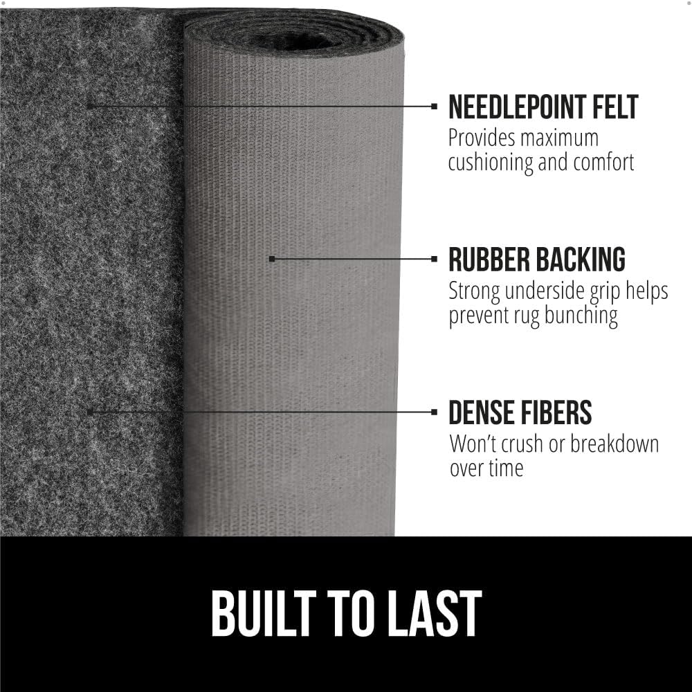 GORILLA GRIP Felt and Natural Rubber Stay in Place Slip Resistant Rug Pad, 1/8in Thick, 2x4 FT Protective Padding Under Area Rugs, Cushioned Gripper Pads, Carpet Runners, Hardwood Floors Protection