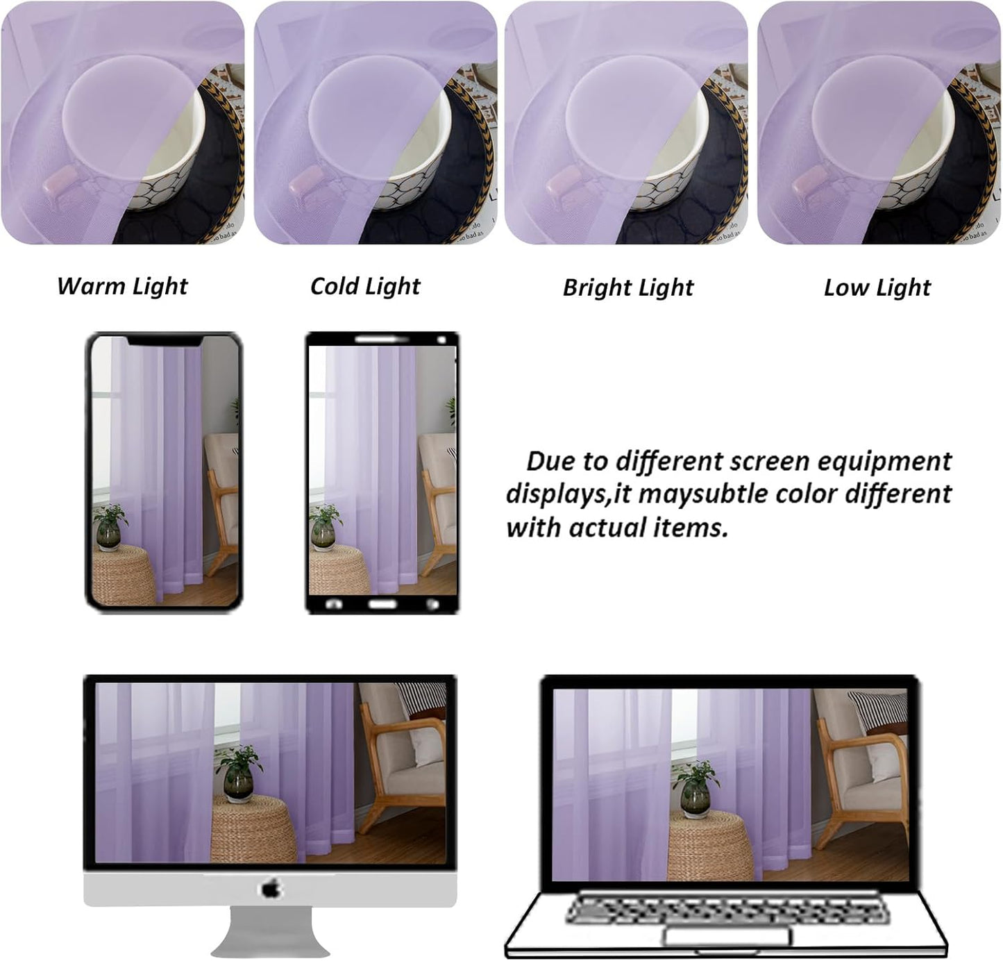 Chyhomenyc Lilac Sheer Curtains 84 Inch Length 2 Panels, Light Filtering Soft Airy Voile Rod Pocket Sheer Window Drapes for Bedroom Living Room, Each 42Wx84L Inches