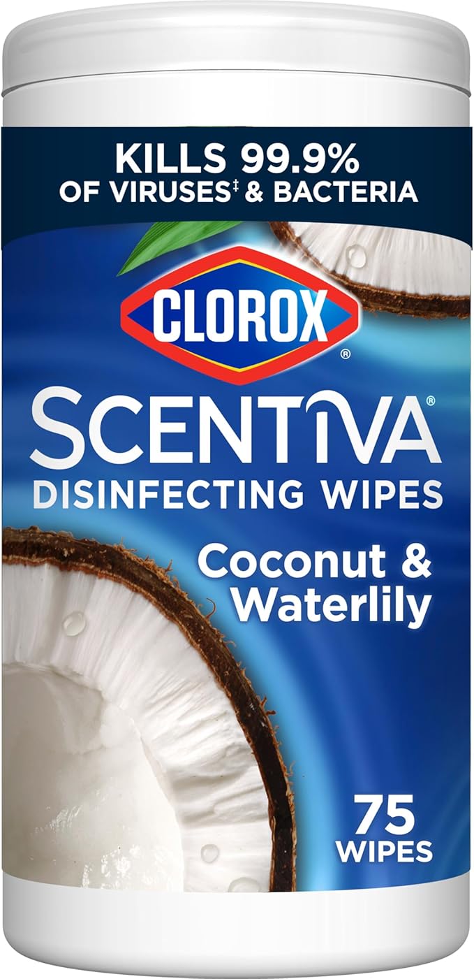 CLOROX Scentiva Disinfecting Wipes, Coconut and Waterlily, 75 Count (Package May Vary)