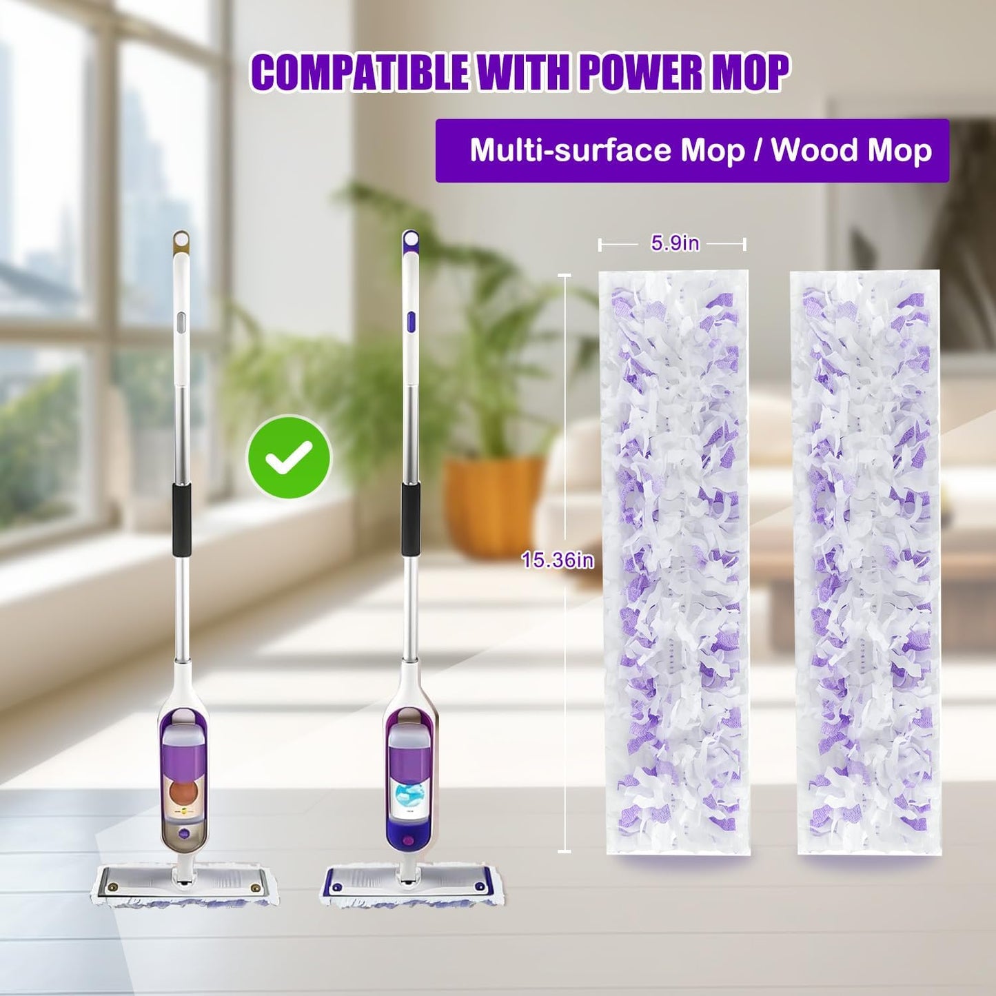 Power Mop Pads Refills for Swiffer PowerMop Multi-Surface Mopping Pad Disposable Replacement Mop Refill Pads Compatible with Swiffer PowerMop,Works Perfect on Almost and Surface,28 Count.