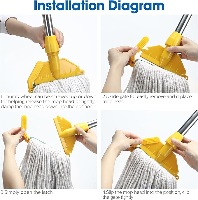 Eccliy 24 Pack Heavy Loop End Cotton String Mop Head Heavy Duty Mop Head Commercial Refills Replacement Bulk for Home Industrial Commercial Floor Cleaning