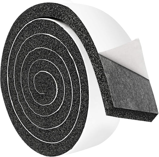 2 Rolls 2 Inch W 1/2 Inch T Weather Stripping Air Conditioner Open Cell Foam Seal Tape, Window Insulation High Resilience Seal Strip for Doors Window,Total 11FT