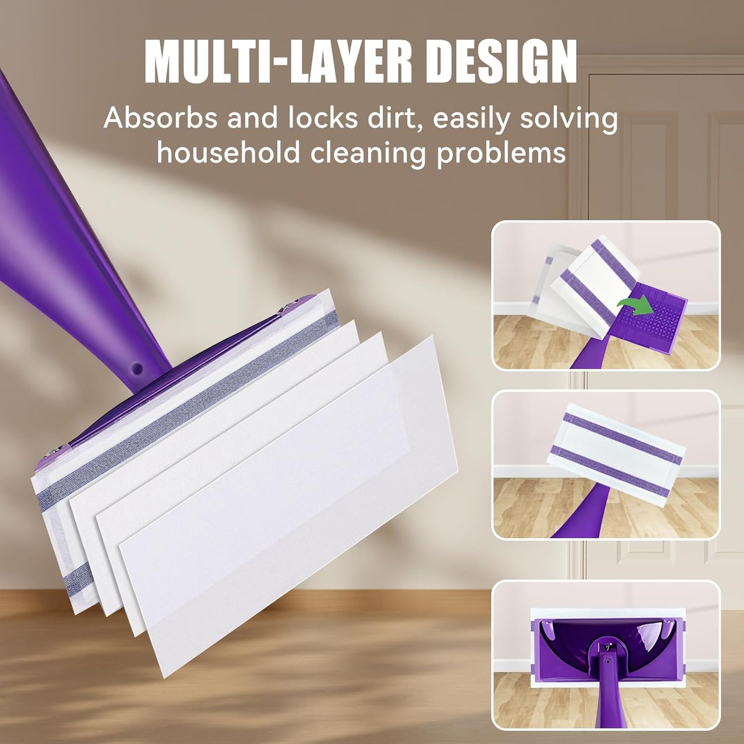 80 Pack Disposable Mop Pad Refills for Swiffer Wet Jet Spray Mop，Dry&Wet Mopping Pad Compatible with Swiffer Wet Jet and Any Model of Velcro Mop，Multi Surface WetJet Pad for Floor Cleaning