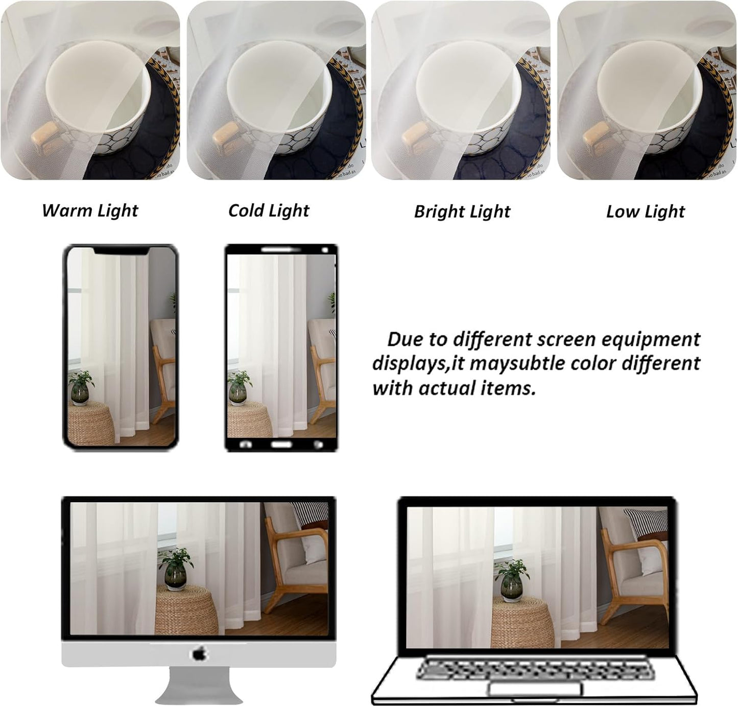Chyhomenyc Ivory Sheer Curtains 84 Inches Long 2 Panels, Light Filtering Ivory Curtains for Living Room, Soft Gentle Voile Rod Pocket Bedroom Window Drapes, 59Wx84L Inch, 2PCS