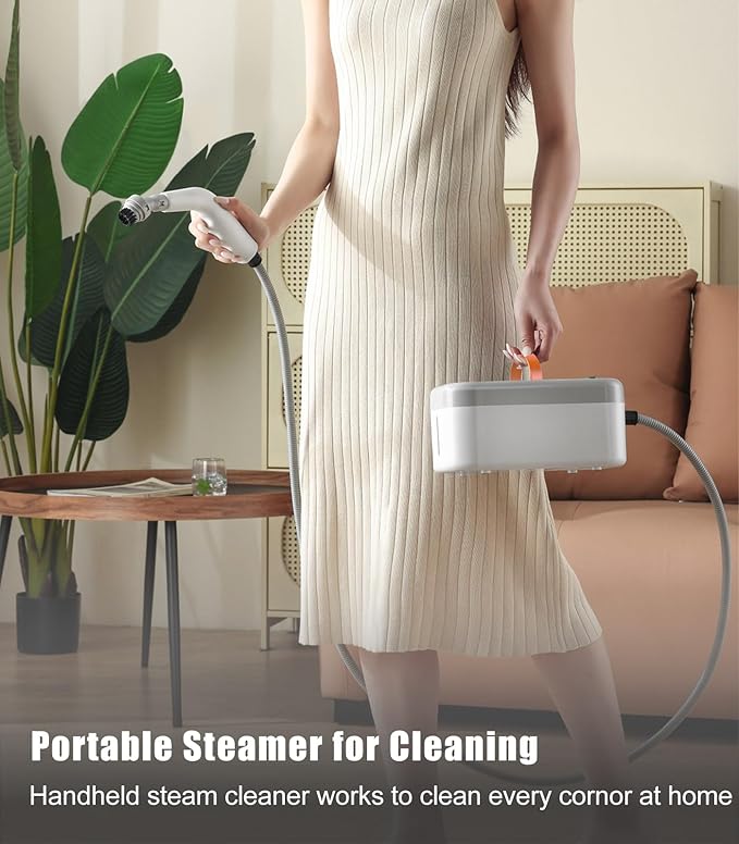 Portable Steam Cleaner for Home, Handheld Steamer for Cleaning Car Auto Detailing, Small High Pressure Steam Cleaner with 6 Accessories, 15s Fast Heat-Up, Large Tank