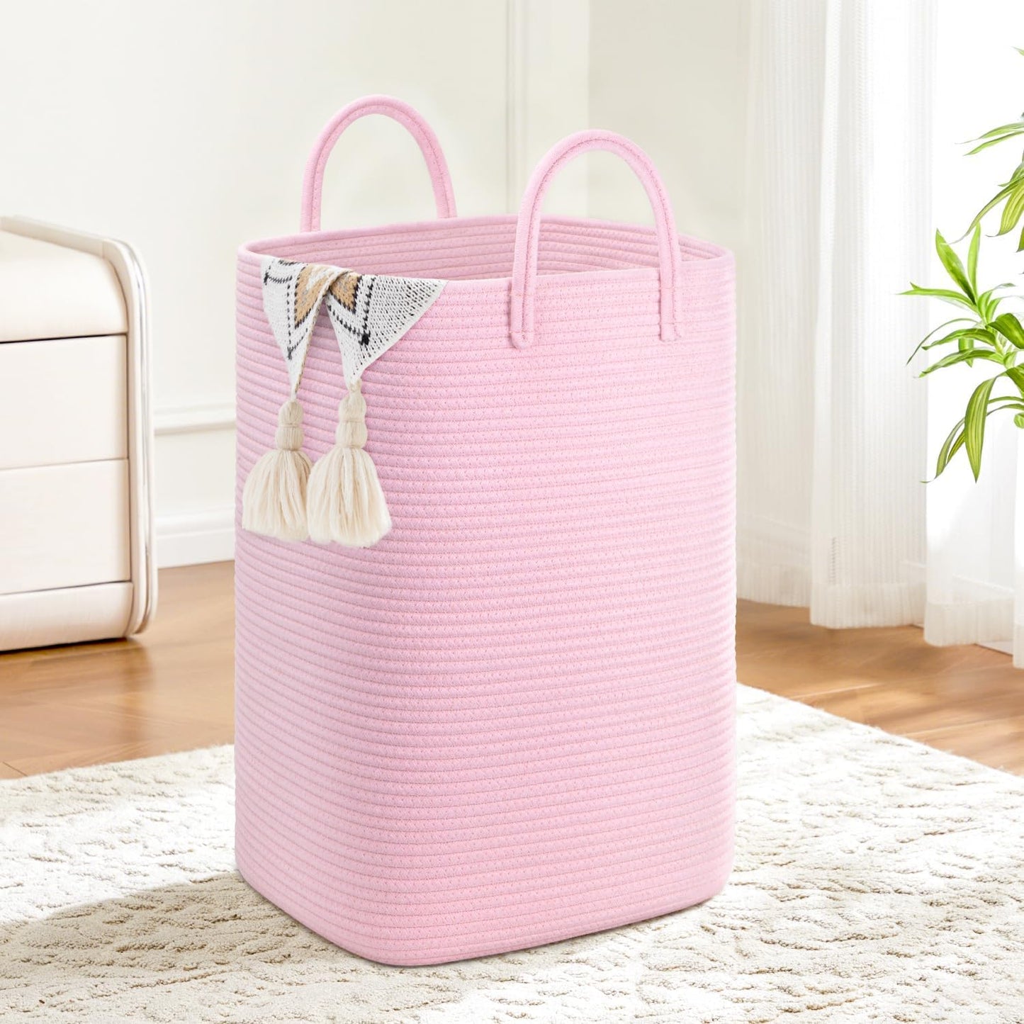 Laundry Basket,Woven Cotton Rope Laundry Hamper,100L Versatile Storage for Dirty Clothes,Baby Toys,and Blankets in Bathroom, Nursery,and Living Room