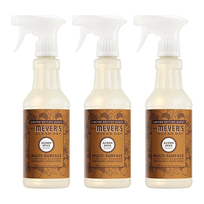 MRS. MEYER'S CLEAN DAY Multi-Surface Everyday Cleaner, Acorn Spice Scent, 16 Fl Oz Bottle - 3 Pack
