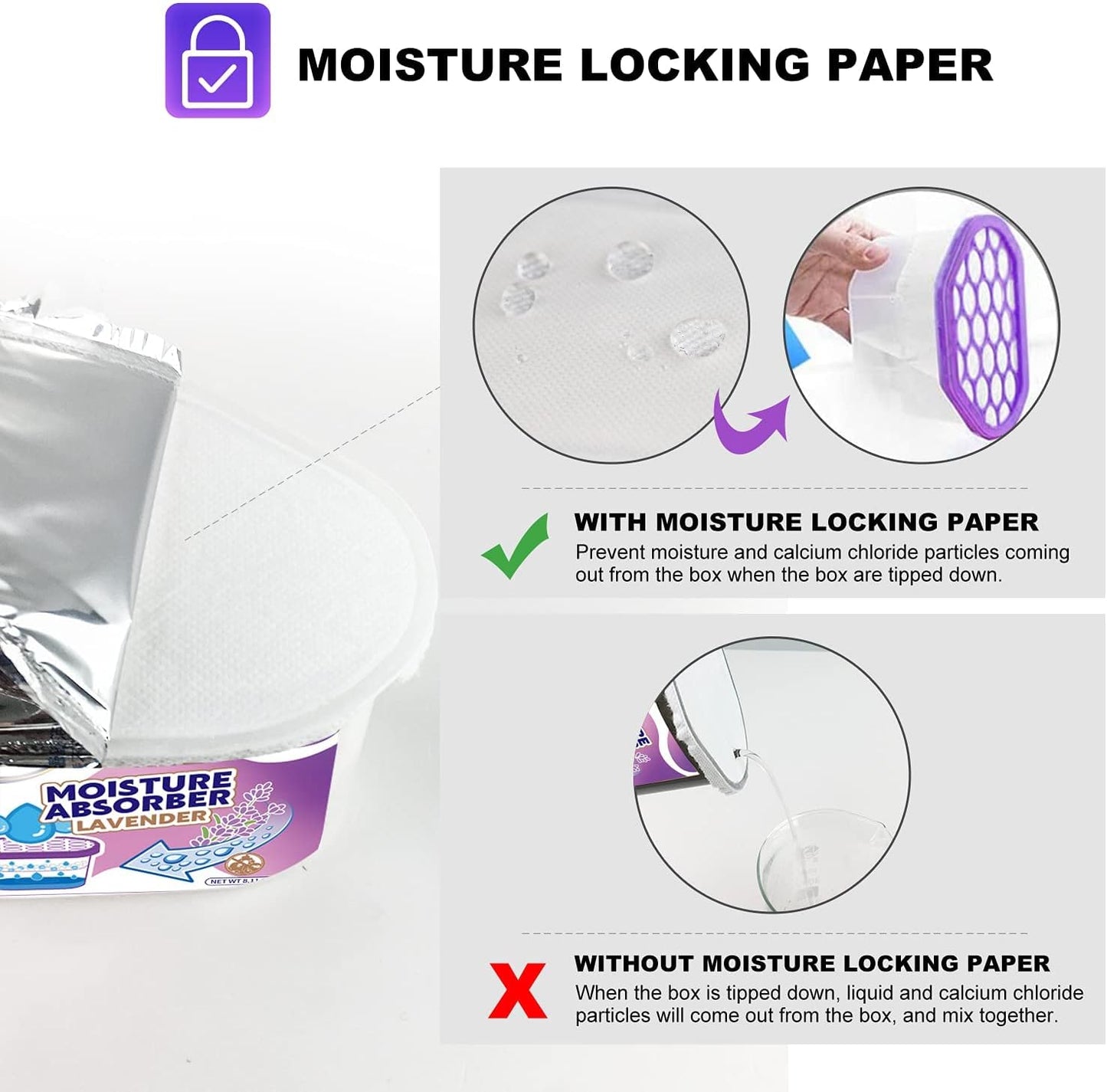 NATRUTH Moisture Absorbers 10.5OZ*6-Pack With Lavender Scent,Portable Closet Dehumidifier, Odor Eliminator Absorber Bucket,Humidity Absorber,Cleaner Air Dehumidifier for Closet,Bathrooms, Boats