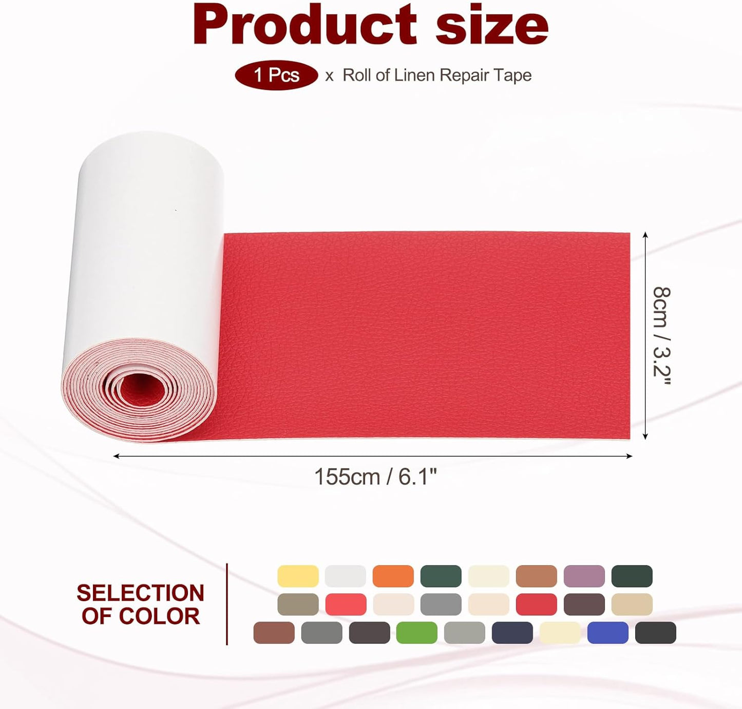 PATIKIL Leather Patches Tape for Furniture, 3.2 x 61 Inch Self Adhesive Vinyl Leather Repair Kit Cover Sheet for Couch, Sofa, Car Seats, Office Chair, Chinese Red