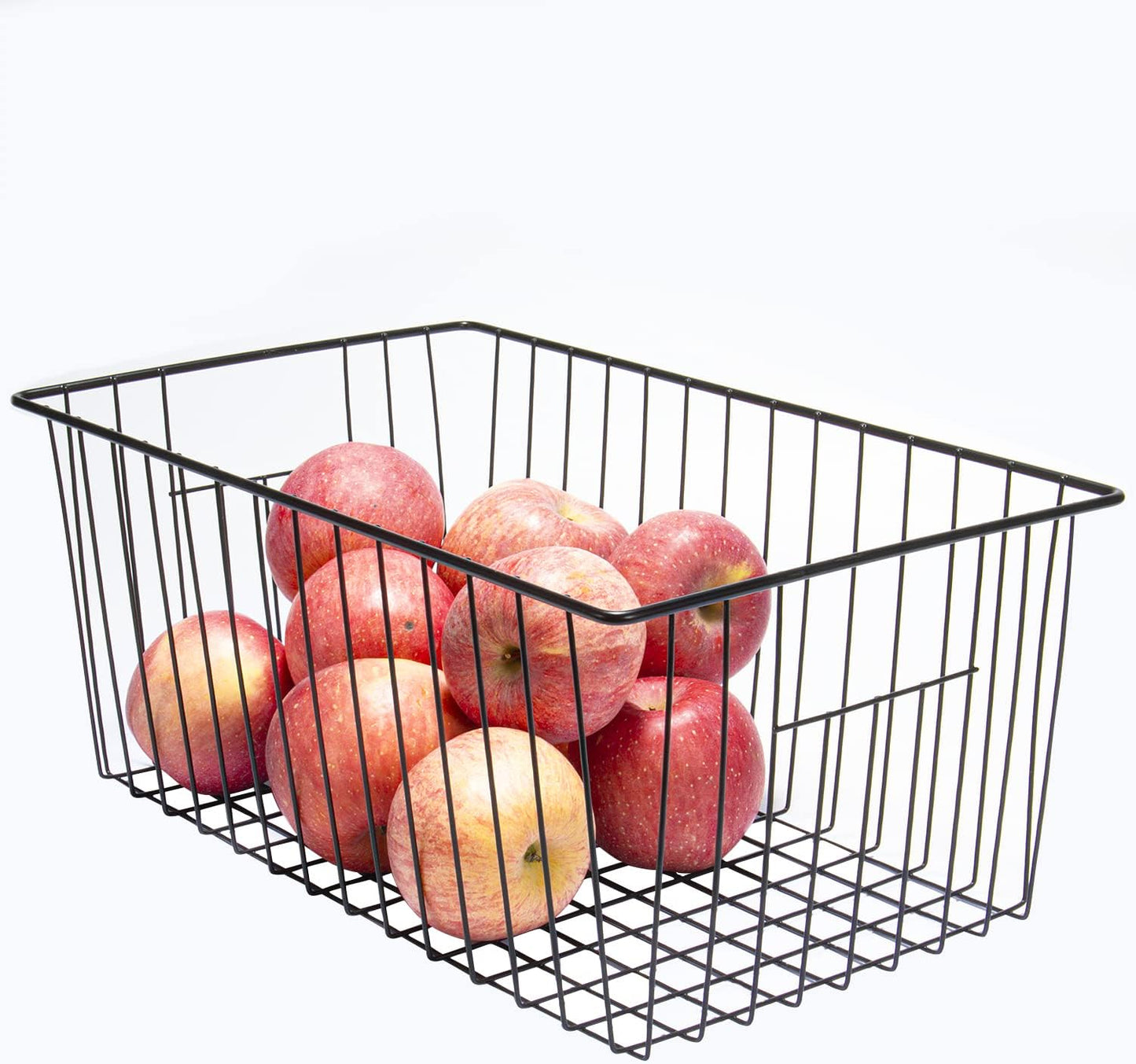 16inch Freezer Wire Storage Organizer Baskets, Household Refrigerator Bin with Built-in Handles for Cabinet, Pantry, Closet