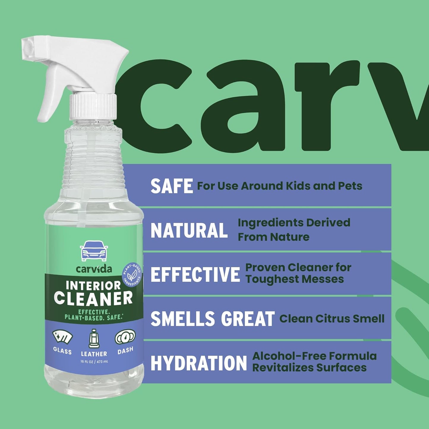 Interior Cleaner, All-Purpose Car Cleaning Spray, Natural Grapefruit Scent, 16oz