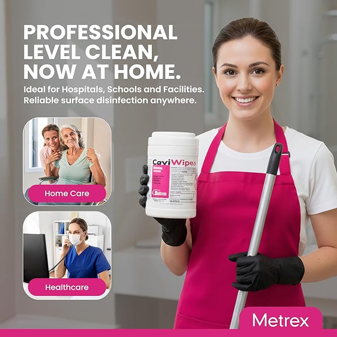 Metrex CaviWipes Disinfecting Towelettes – Durable Non-Woven Disinfecting Wipes for Hard, Non-Porous Surfaces in Healthcare & Laboratory Settings, Pre-Saturated with CaviCide – 160 Wipes (Pack of 12)