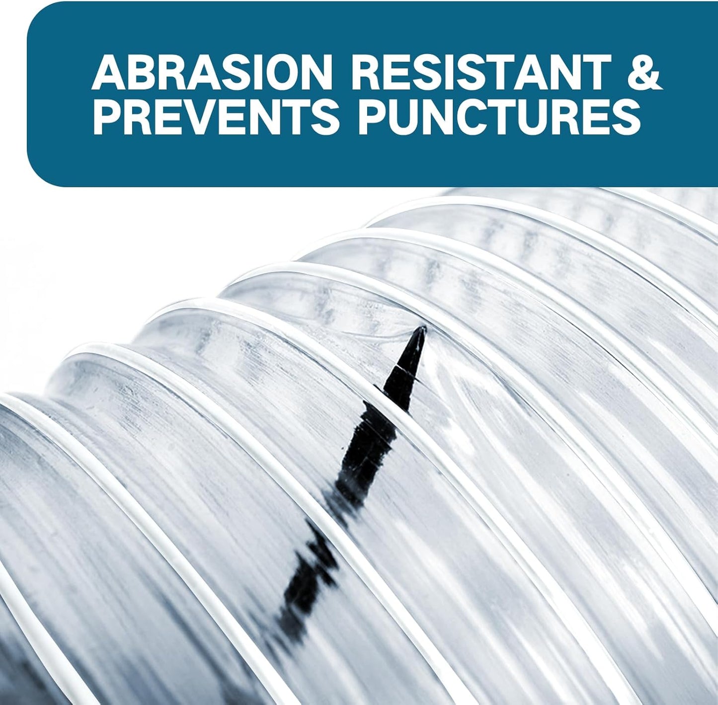 Heavy PVC Dust Collection Hose 2.5" x 5', Flexible Clear PVC Fume Collection Hose, Puncture-Resistant, Reinforced With Coated Wire Helix