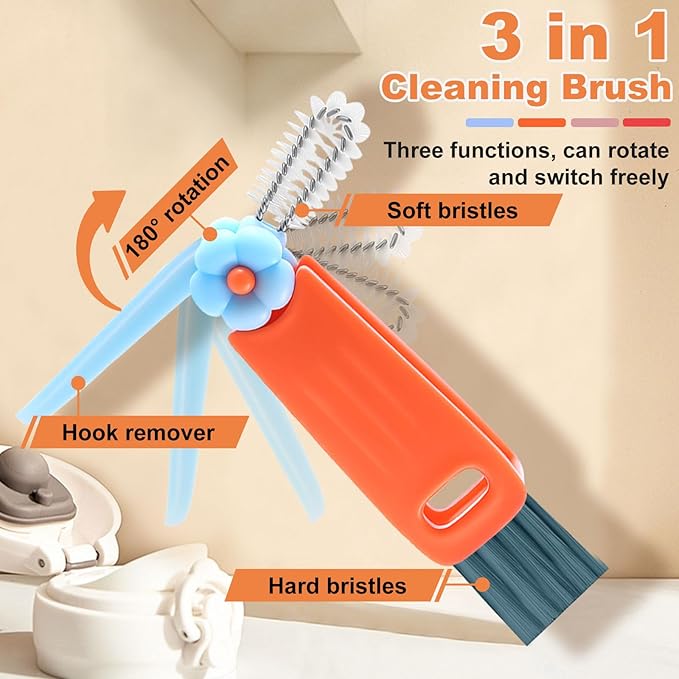 3 in 1 Cup Lid Cleaning Brush, Gap Cleaner Brushs - Home Kitchen Multifunctional Bottle Cleaning Brush Set, Portable Travel Bottle Lid Cleaner Tools, 4 PCS