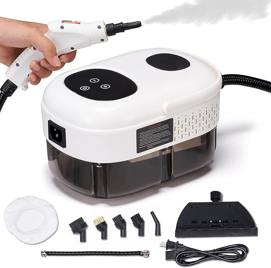 Spurgehom Handheld Steam Cleaner, 15s Heat-Up 1L Tank Portable Steam Cleaner, 2500W High Temperature Multipurpose Steamer for Cleaning, 6 Gears Adjustable Handheld Steamer for Home, White