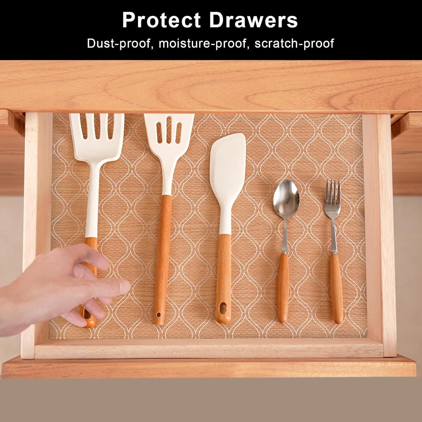 Cooyes Shelf Paper for Kitchen Cabinets Non Adhesive, Waterproof & Oil-Proof Kitchen Drawer Liner for Refrigerator Drawer Fridge Cupboard (23.6 Inch W x 354 Inch L)