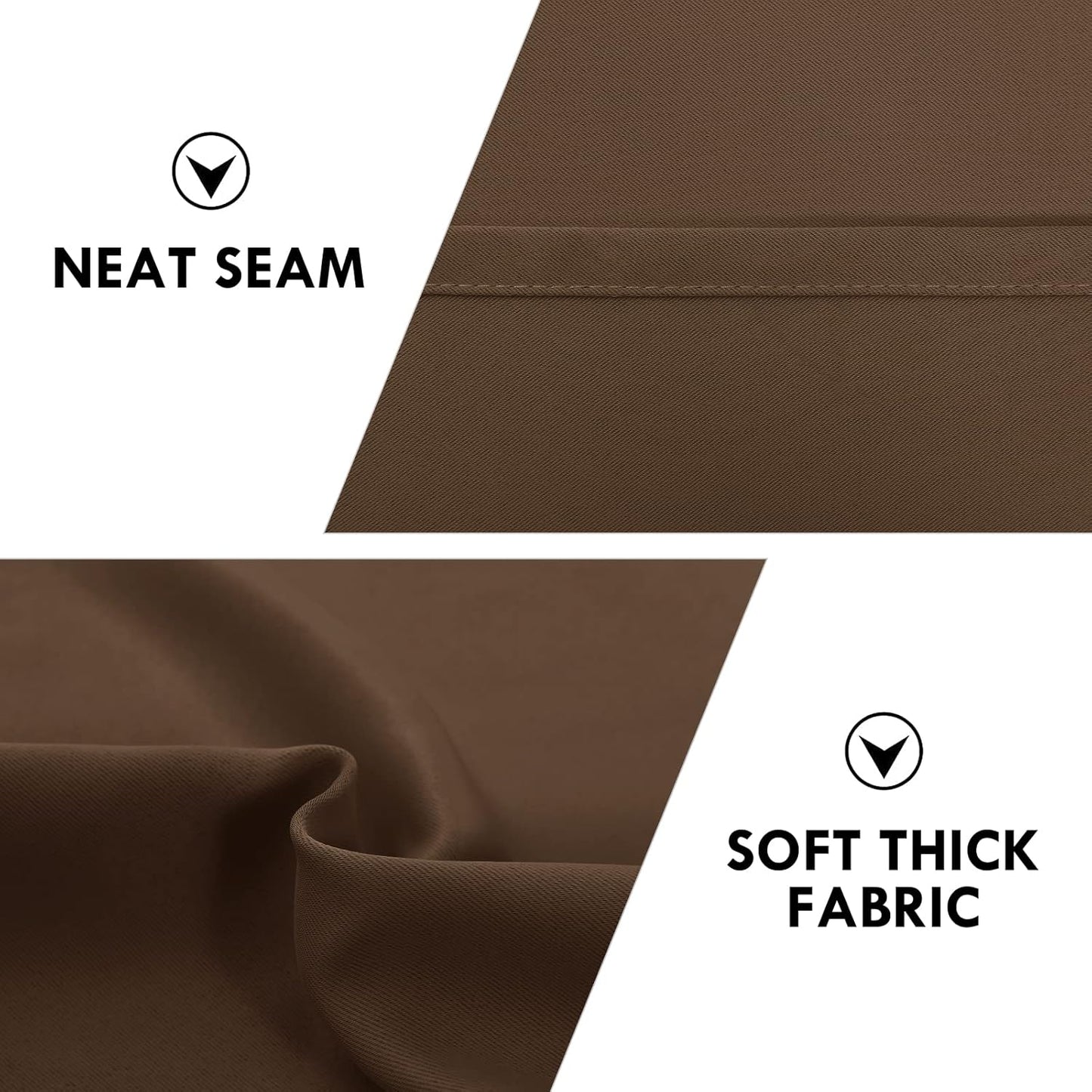 DWCN Blackout Curtains Room Darkening Thermal Insulated Bedroom Curtains Window Treatments, 42 x 45 inches Long, Set of 2 Brown Rod Pocket Drapes