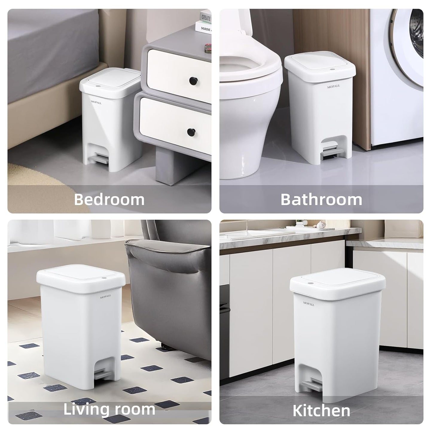 MOPALL Trash Can with Lid, Kitchen Step Trash Can, Garbage Can with Press Top Lid & Foot Pedal, Trash Bin Garbage Bin Waste Bin Waste Basket for Bathroom|Kitchen|Bedroom|Living Room|Office, 5.7 Gallon